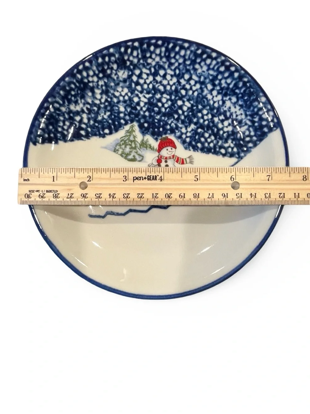 Four Retired Thomson Pottery Snowman Salad Plates